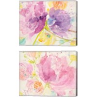 Framed 'Spring Abstracts Florals 2 Piece Canvas Print Set' border=