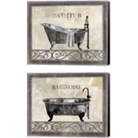 Framed 'Bath Silhouette 2 Piece Canvas Print Set' border=