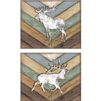 Framed 'Lodge Forest Animal 2 Piece Art Print Set' border=