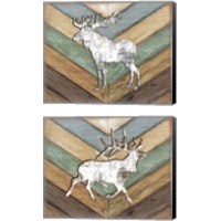 Framed 'Lodge Forest Animal 2 Piece Canvas Print Set' border=