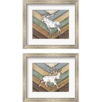 Framed 'Lodge Forest Animal 2 Piece Framed Art Print Set' border=