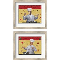 Framed 'Cooking Chef 2 Piece Framed Art Print Set' border=