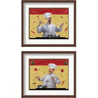 Framed 'Cooking Chef 2 Piece Framed Art Print Set' border=