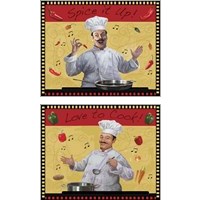 Framed 'Cooking Chef 2 Piece Art Print Set' border=