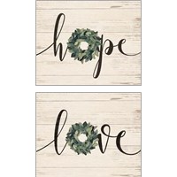 Framed 'Word Wreath 2 Piece Art Print Set' border=