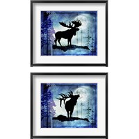 Framed 'Midnight Wildlife 2 Piece Framed Art Print Set' border=