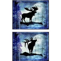 Framed 'Midnight Wildlife 2 Piece Art Print Set' border=