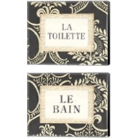 Framed 'Black & White Bathroom Sign 2 Piece Canvas Print Set' border=