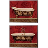 Framed Royal Red Bath 2 Piece Canvas Print Set