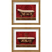 Framed Royal Red Bath 2 Piece Framed Art Print Set