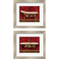 Framed Royal Red Bath 2 Piece Framed Art Print Set