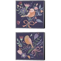 Framed 'Royal Birds Purple 2 Piece Canvas Print Set' border=