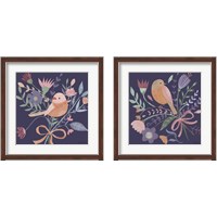 Framed 'Royal Birds Purple 2 Piece Framed Art Print Set' border=