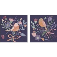 Framed Royal Birds Purple 2 Piece Art Print Set