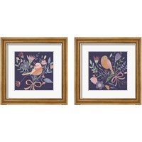 Framed 'Royal Birds Purple 2 Piece Framed Art Print Set' border=
