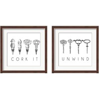 Framed 'Unwind & Cork It 2 Piece Framed Art Print Set' border=