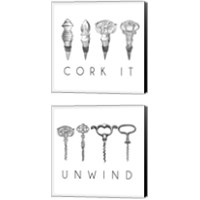 Framed 'Unwind & Cork It 2 Piece Canvas Print Set' border=