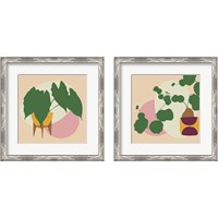 Framed 'Mod Potted Plant 2 Piece Framed Art Print Set' border=