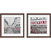 Framed 'Splash Of Red In Paris 2 Piece Framed Art Print Set' border=