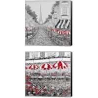 Framed 'Splash Of Red In Paris 2 Piece Canvas Print Set' border=