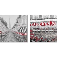 Framed 'Splash Of Red In Paris 2 Piece Art Print Set' border=
