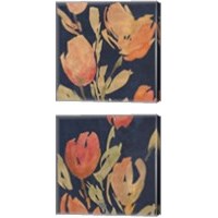 Framed 'Dark Orange Tulips 2 Piece Canvas Print Set' border=