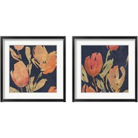 Framed 'Dark Orange Tulips 2 Piece Framed Art Print Set' border=