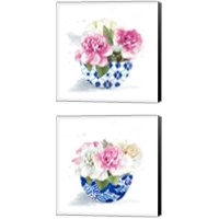 Framed 'Peonies In A Bowl 2 Piece Canvas Print Set' border=