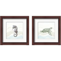 Framed Sea Animal in Waves 2 Piece Framed Art Print Set