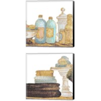 Framed 'Gold Bath Accessories 2 Piece Canvas Print Set' border=