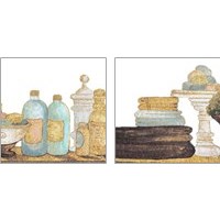 Framed 'Gold Bath Accessories 2 Piece Art Print Set' border=