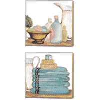 Framed 'Gold Bath Accessories 2 Piece Canvas Print Set' border=