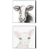 Framed 'Baby Farm Animal 2 Piece Canvas Print Set' border=