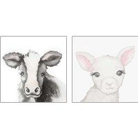 Framed 'Baby Farm Animal 2 Piece Art Print Set' border=