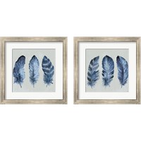Framed 'Indigo Feathers 2 Piece Framed Art Print Set' border=
