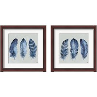 Framed 'Indigo Feathers 2 Piece Framed Art Print Set' border=