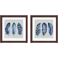 Framed 'Indigo Feathers 2 Piece Framed Art Print Set' border=