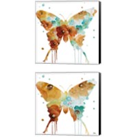 Framed 'Mis Flores Butterfly 2 Piece Canvas Print Set' border=