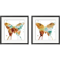 Framed 'Mis Flores Butterfly 2 Piece Framed Art Print Set' border=