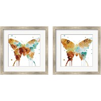 Framed 'Mis Flores Butterfly 2 Piece Framed Art Print Set' border=