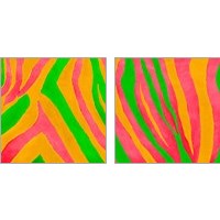 Framed 'Psychedelic Zebra Print 2 Piece Art Print Set' border=