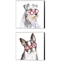 Framed 'Dog with Glasses 2 Piece Canvas Print Set' border=
