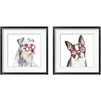 Framed 'Dog with Glasses 2 Piece Framed Art Print Set' border=