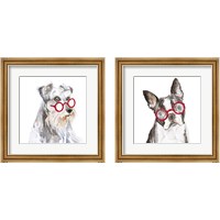 Framed 'Dog with Glasses 2 Piece Framed Art Print Set' border=