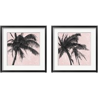 Framed Gray Palm on Pink 2 Piece Framed Art Print Set