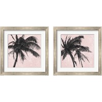 Framed 'Gray Palm on Pink 2 Piece Framed Art Print Set' border=