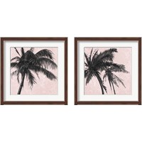 Framed 'Gray Palm on Pink 2 Piece Framed Art Print Set' border=