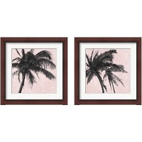 Framed Gray Palm on Pink 2 Piece Framed Art Print Set