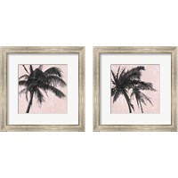 Framed 'Gray Palm on Pink 2 Piece Framed Art Print Set' border=
