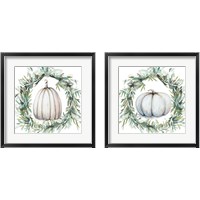 Framed 'White Pumpkin With Garland 2 Piece Framed Art Print Set' border=
